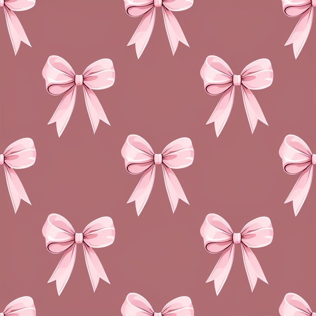 Delicate Light Pink Ribbons on Dusty Rose Seamless Pattern