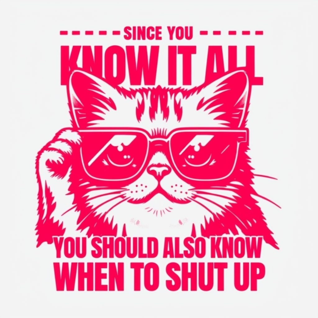 Adorable Red Cat with Glasses and Humorous Text T-Shirt