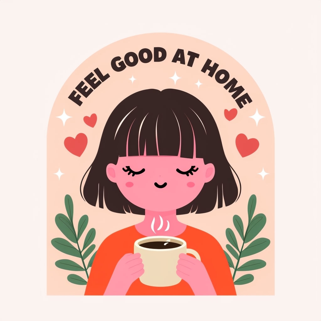 Cheerful Cartoon Girl with Coffee and Heart Design Poster