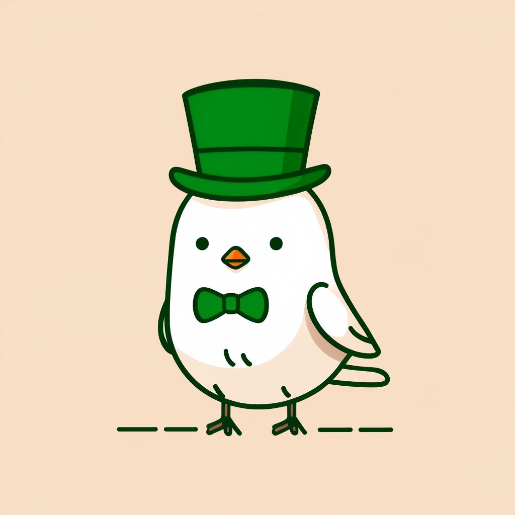 Adorable Cartoon Bird in Top Hat and Bow Tie T-Shirt