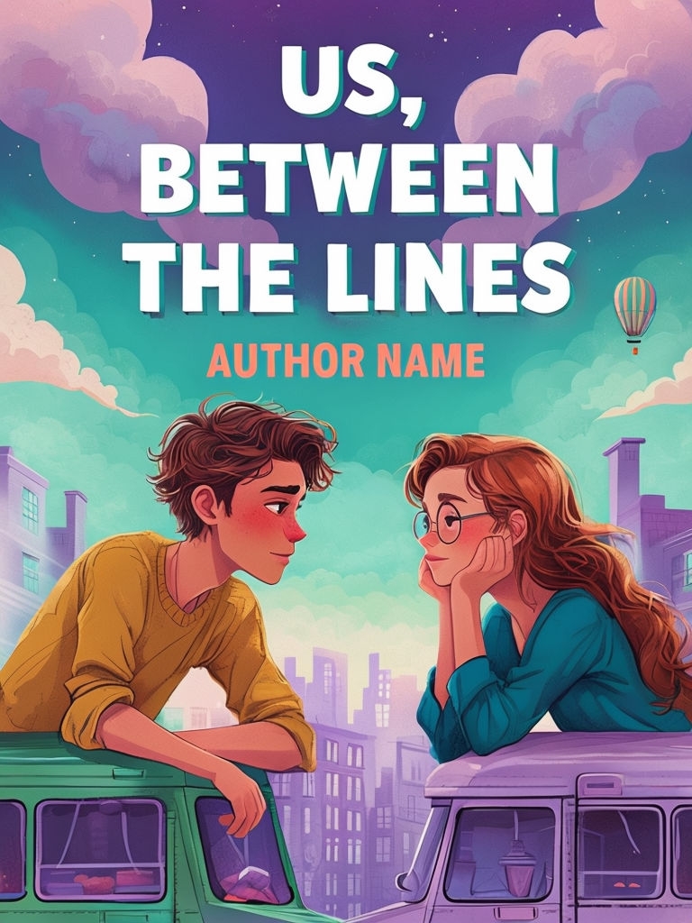 Romantic Whimsical EBook Cover for Us, Between the Lines