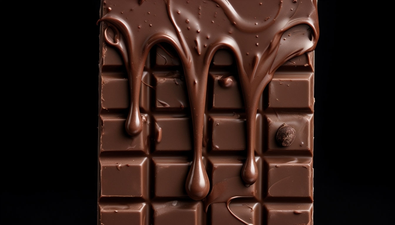 Mouthwatering Close-Up of Dripping Chocolate Bar Background Virtual Backgrounds