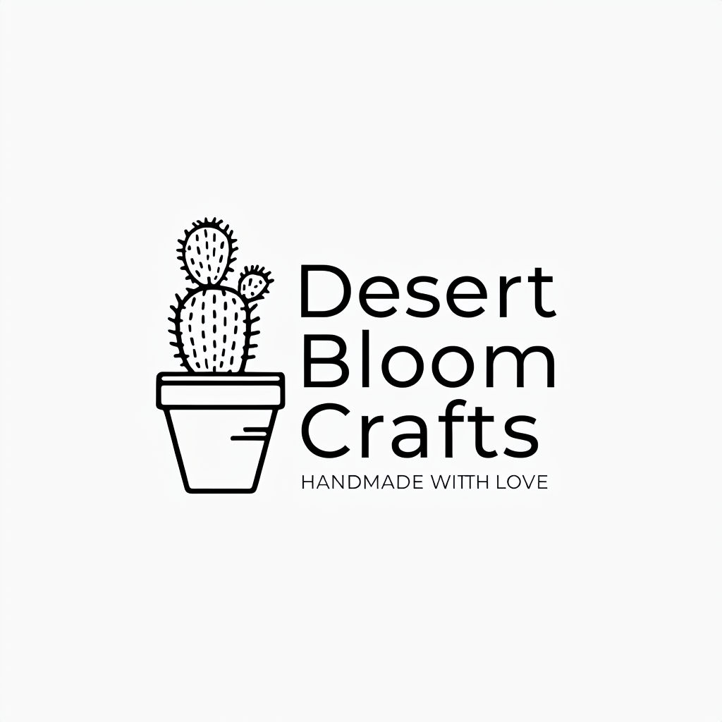 Minimalist Potted Cactus Logo for Desert Bloom Crafts