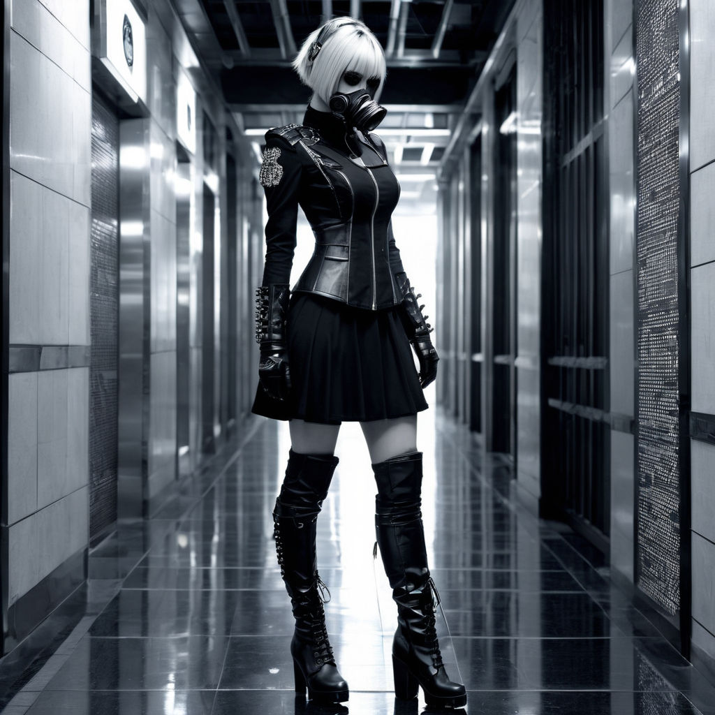 Punk goth girl tall skinny pale skin vampire ascii code blac... by Drip