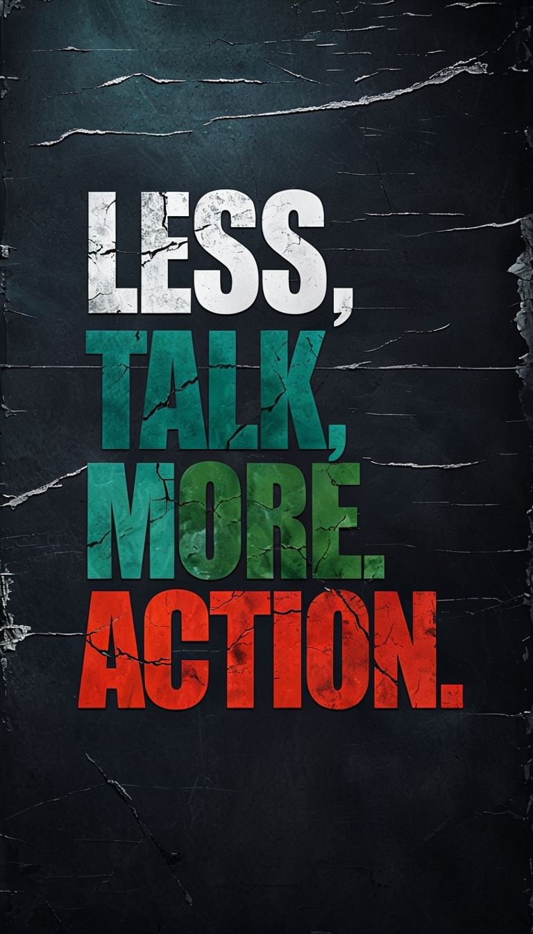 Bold Motivational Message Less Talk More Action Poster