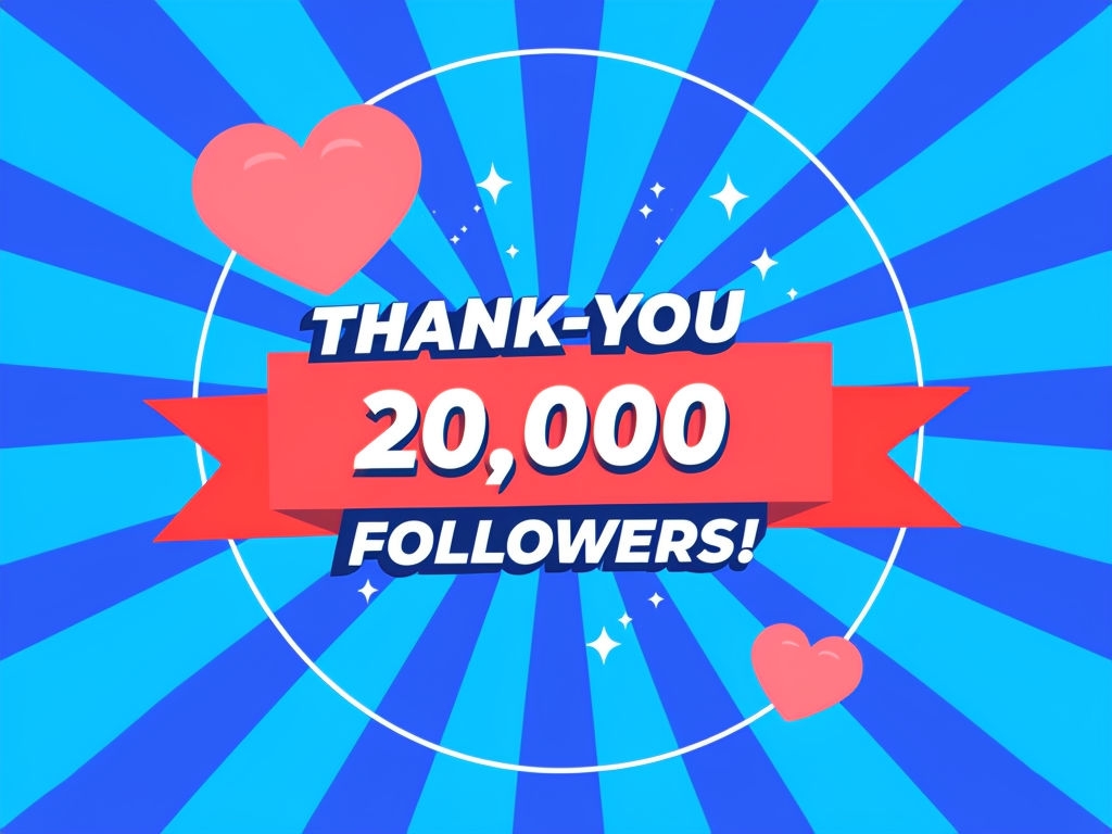 Thank You 20,000 Followers Celebration Graphic Social Media Post