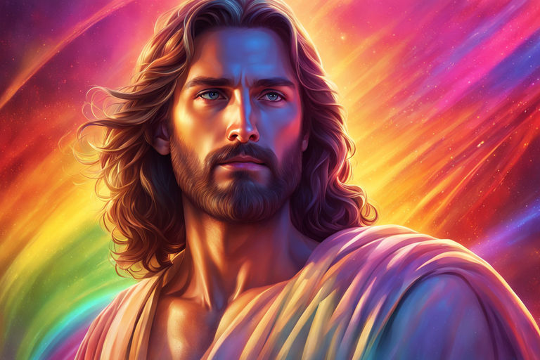 Jesus Christ with Very bright aura in the color of the rainb... by Luca ...