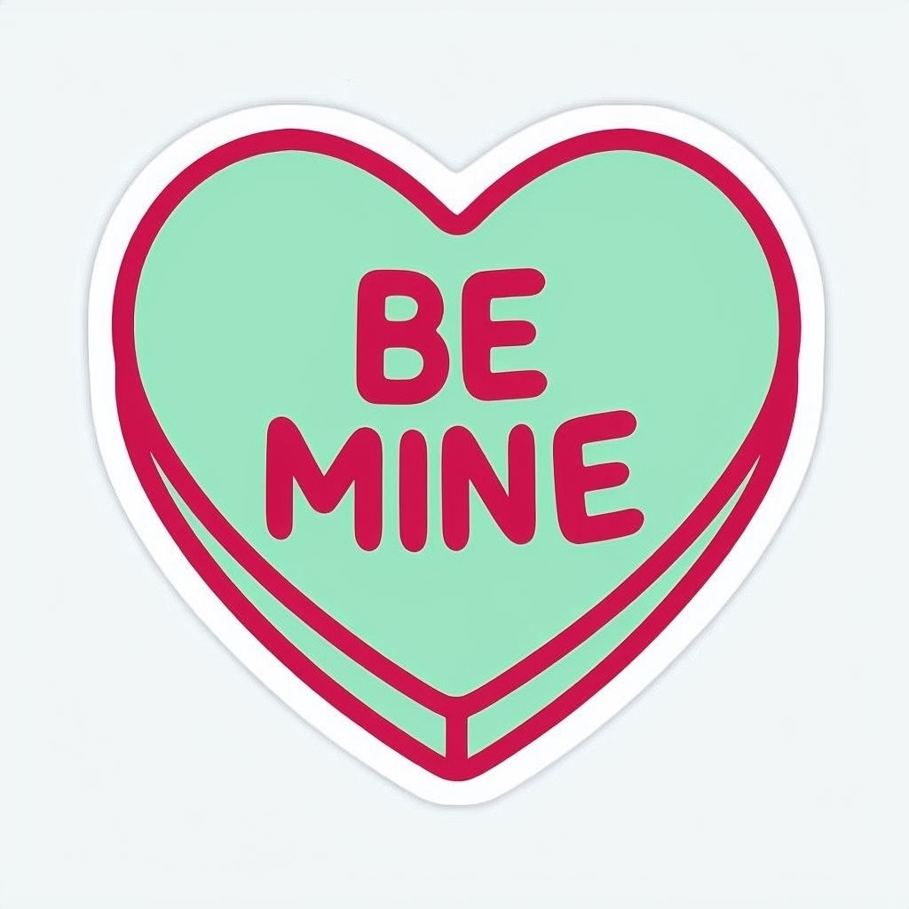 Mint Green 'Be Mine' Conversation Heart Sticker - Playground