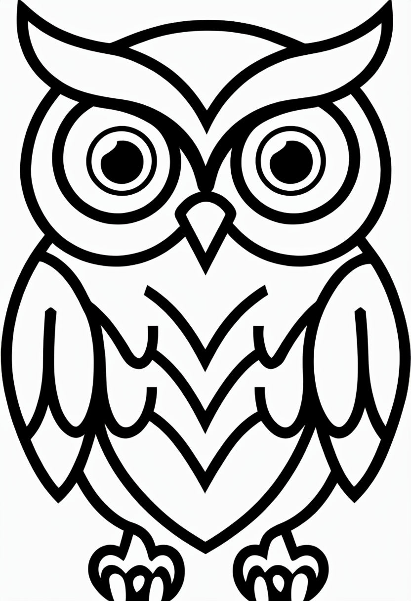 Minimalist Black Line Drawing of an Owl Art