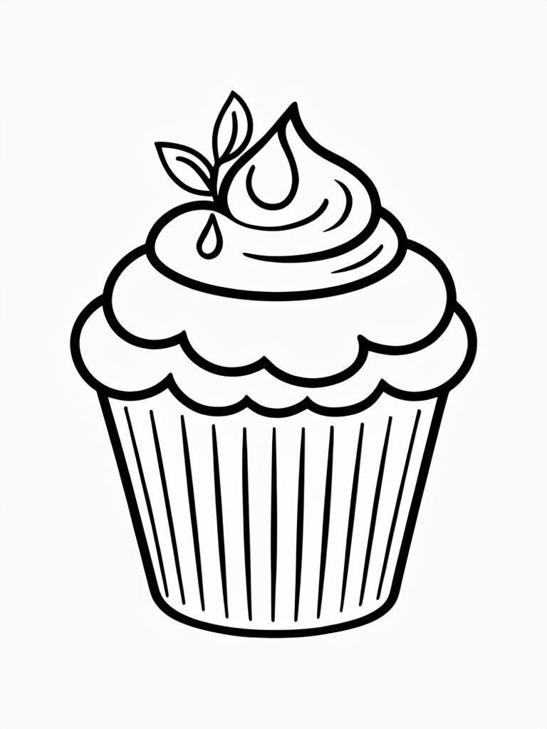 Minimalist Black and White Cupcake Line Drawing Sticker