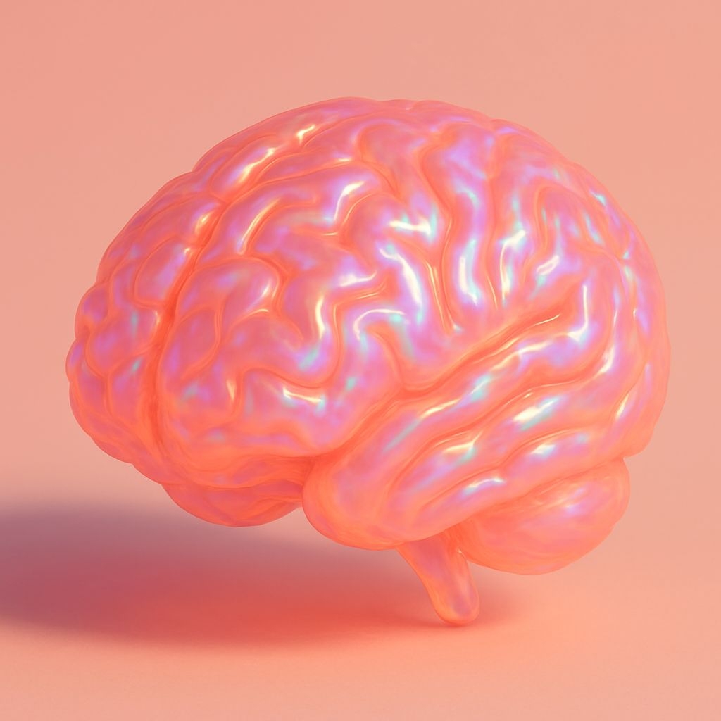 Vibrant 3D Rendering of a Glossy Human Brain Art