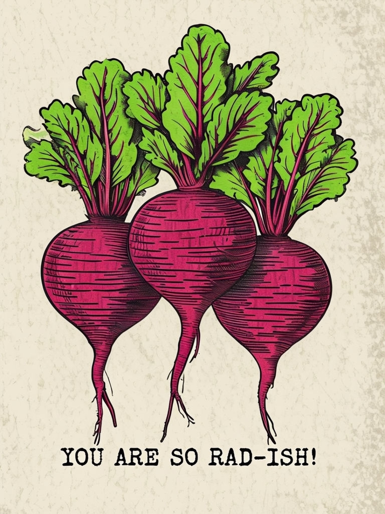Vintage Beet Illustration with Cheerful Text Poster