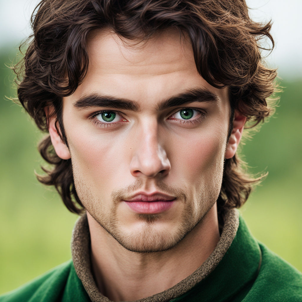 Handsome Brunette Man Green Eyes