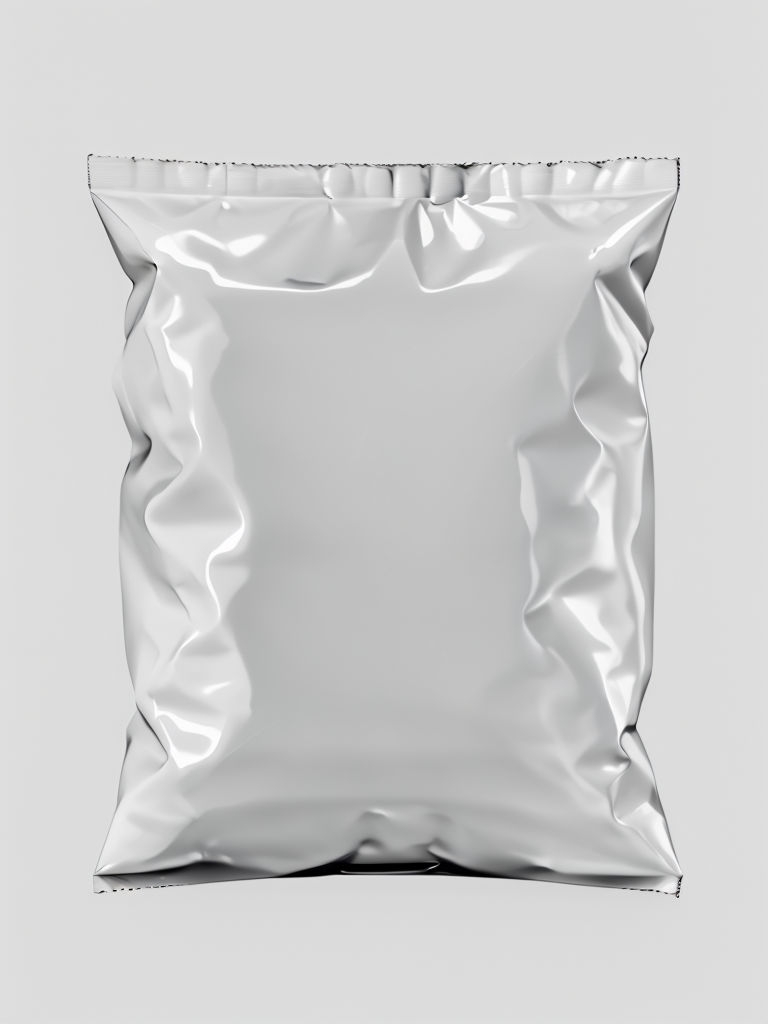 Realistic Reflective White Plastic Mailer Bag Mockup