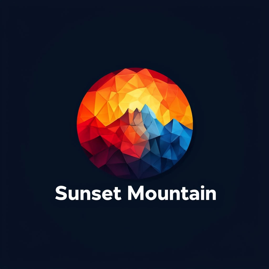 Sunset Mountain Pictures Geometric Logo