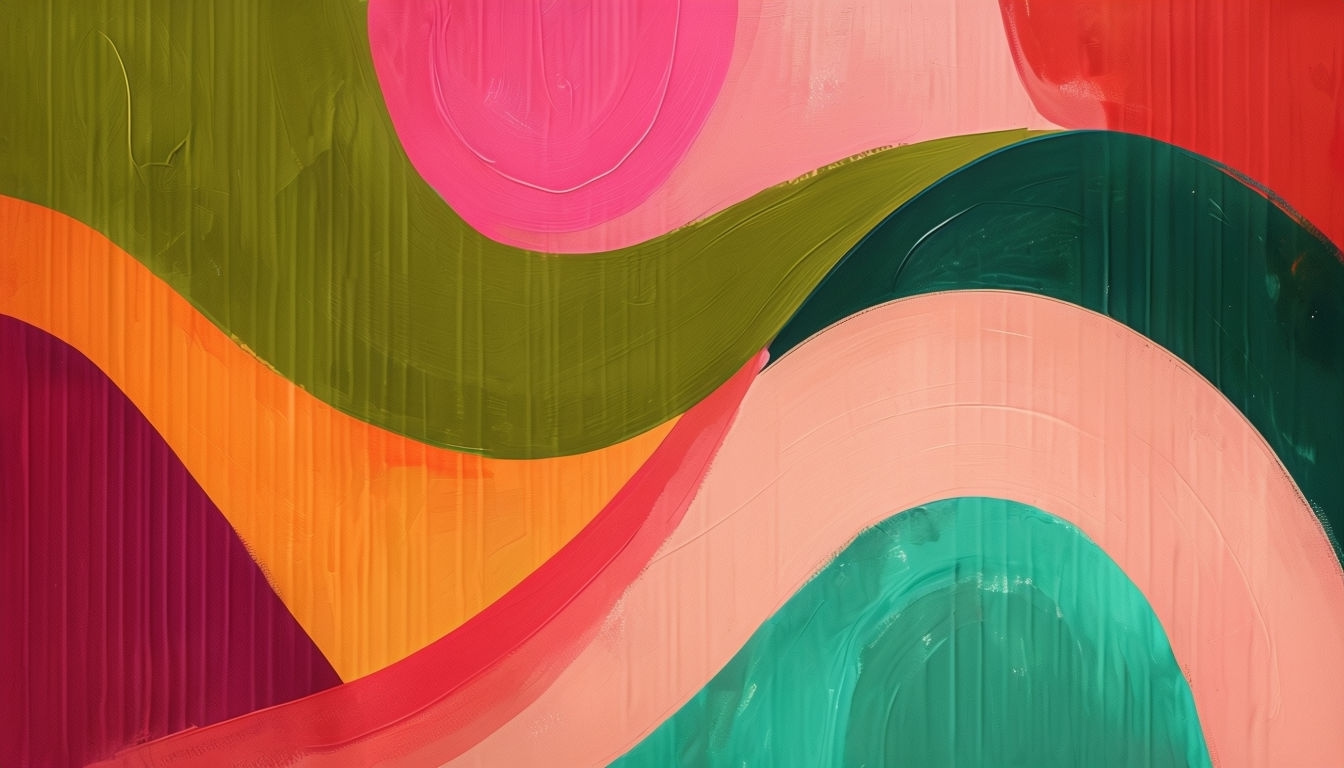 Vibrant Curvilinear Abstract Digital Painting for Virtual Backgrounds