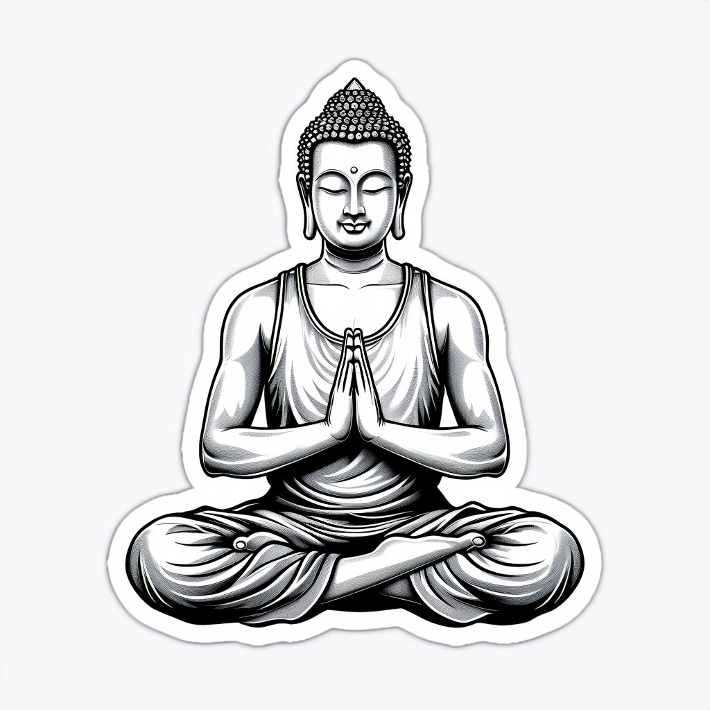 Serene Buddha Yoga Instructor Modern Wellness Sticker