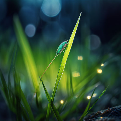 Single blade of grass in sharp focus under a microscope lens by