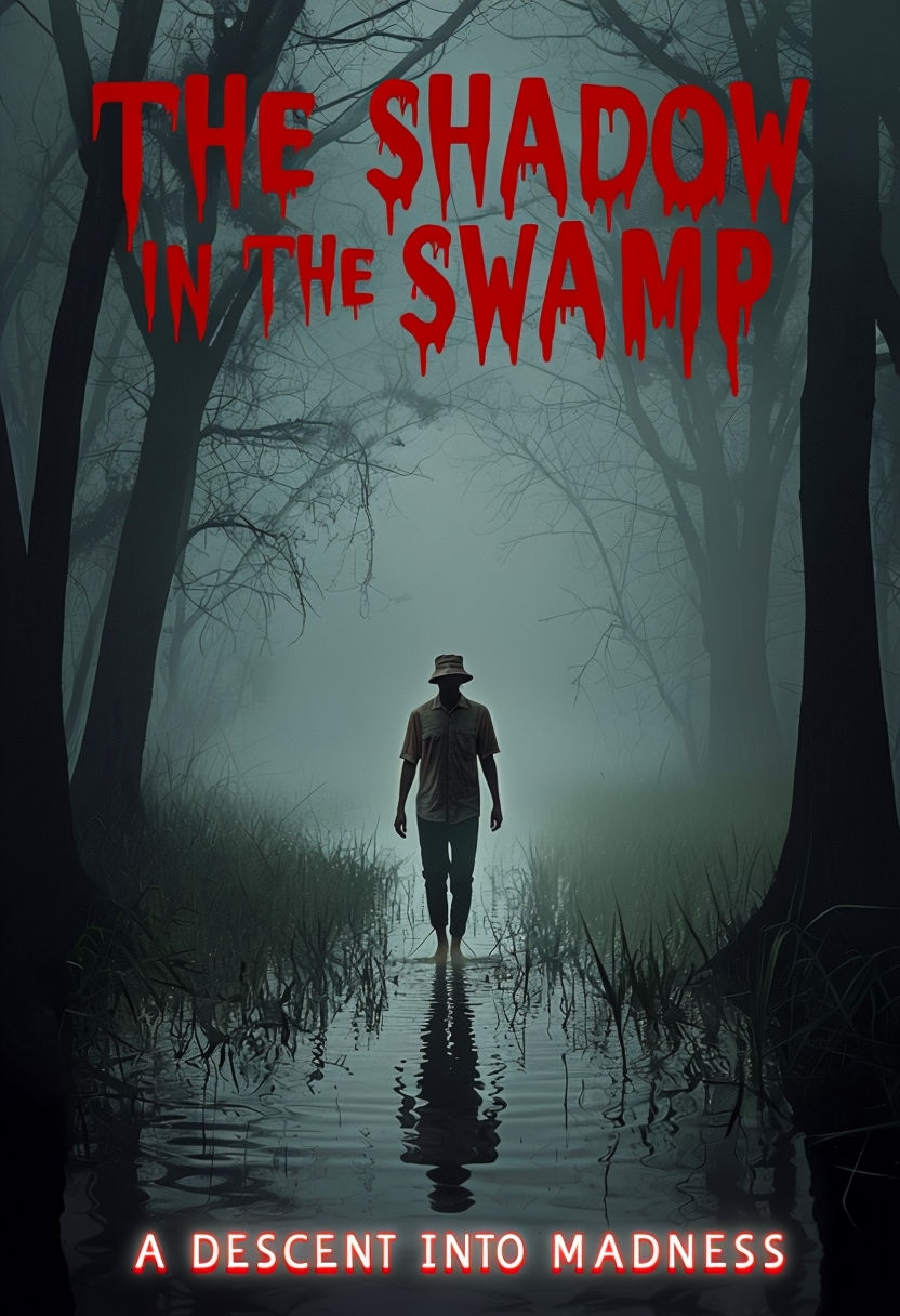 Dark Eerie Book Cover Design for 'The Shadow in the Swamp' EBook Cover