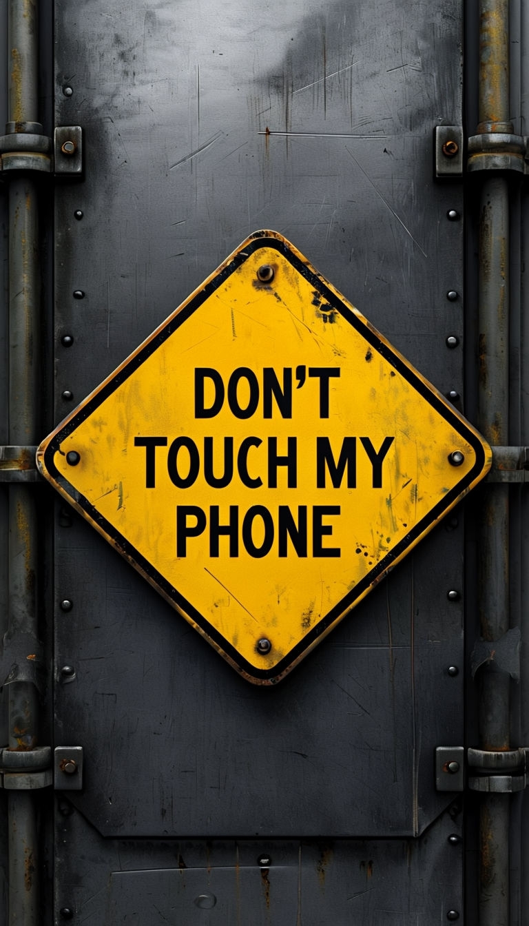 Don't Touch My Phone Yellow Traffic Sign Industrial Design Mobile Wallpaper