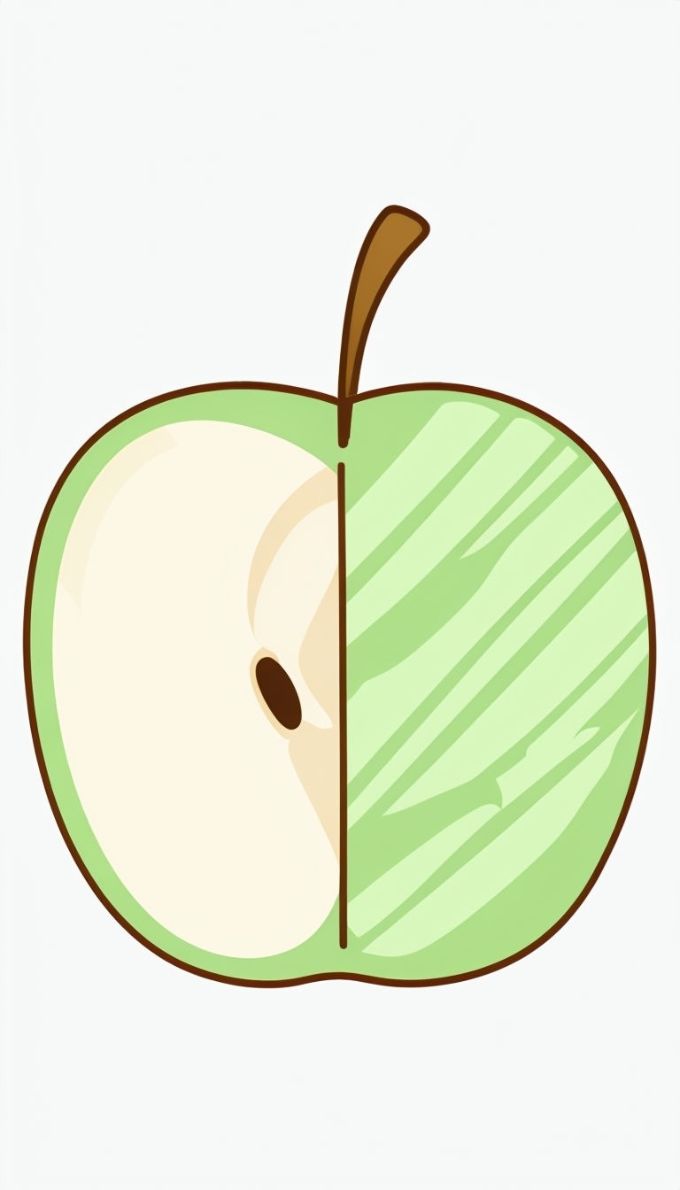 Minimalist Halved Apple Cartoon Illustration Phone Case Cover