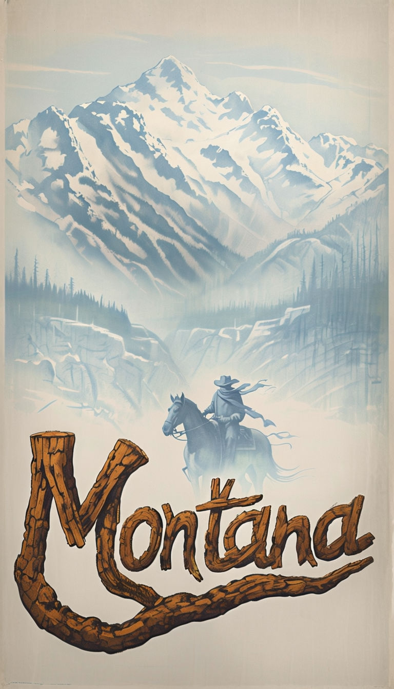 Serene Vintage Montana Rocky Mountains Travel Poster