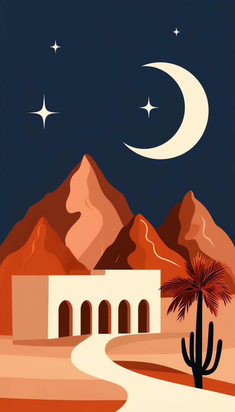 Serene Minimalist Desert Night Landscape Mobile Wallpaper