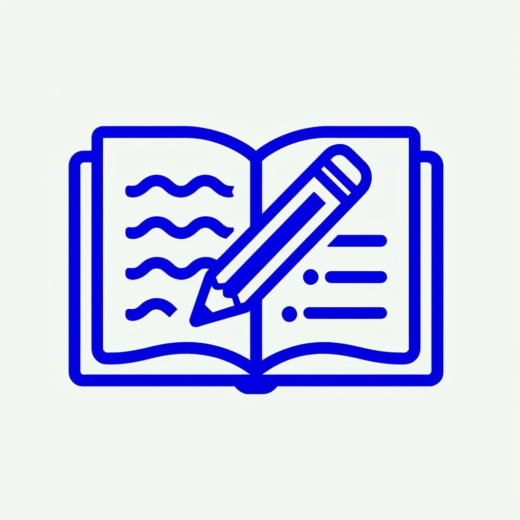 Open Book and Pencil Icon for Knowledge Sticker