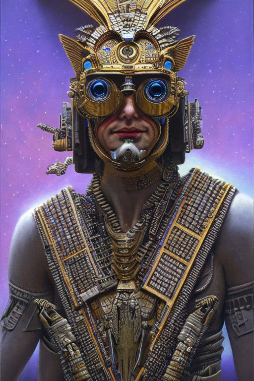 Cyberpunk bird-headed Anunnaki God wearing Sumerian armor ho... by ...