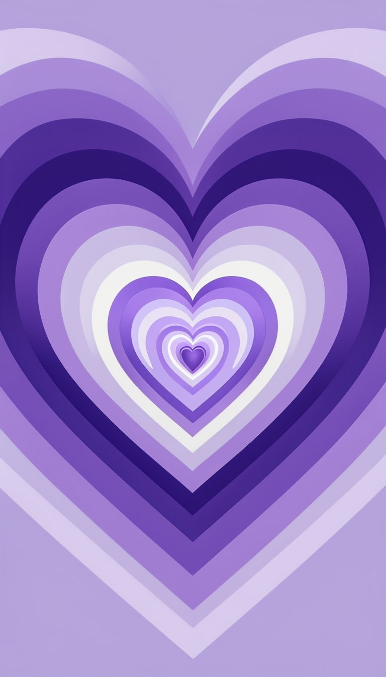 Modern Minimalist Concentric Heart Design in Lavender Phone Case Cover