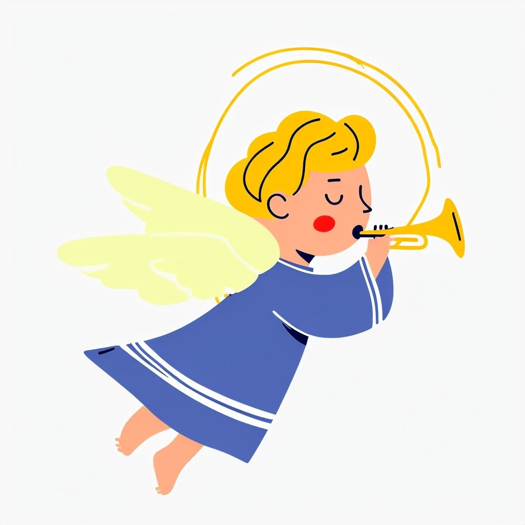 Minimalist Angel Playing Trumpet Illustration Sticker