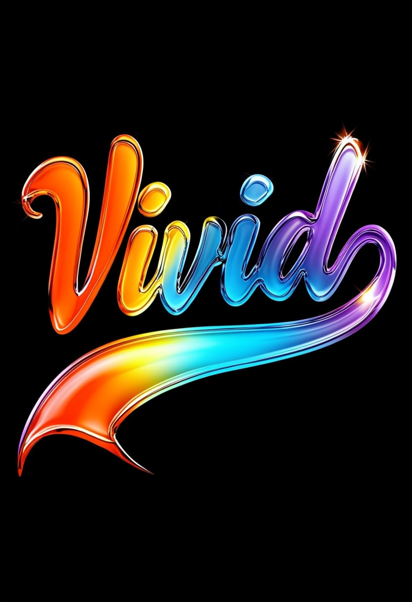 Vivid Glossy Gradient Text on Black Background Poster