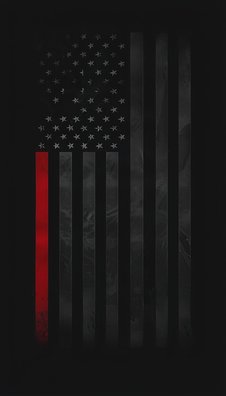 Monochrome American Flag with Red Accents Modern Design Mobile Wallpaper