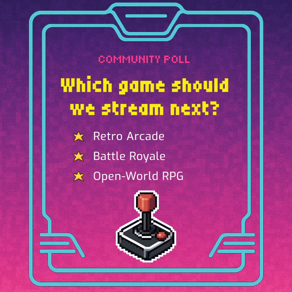 Vibrant Community Poll Graphic for Game Streaming Ideas Instagram Posts