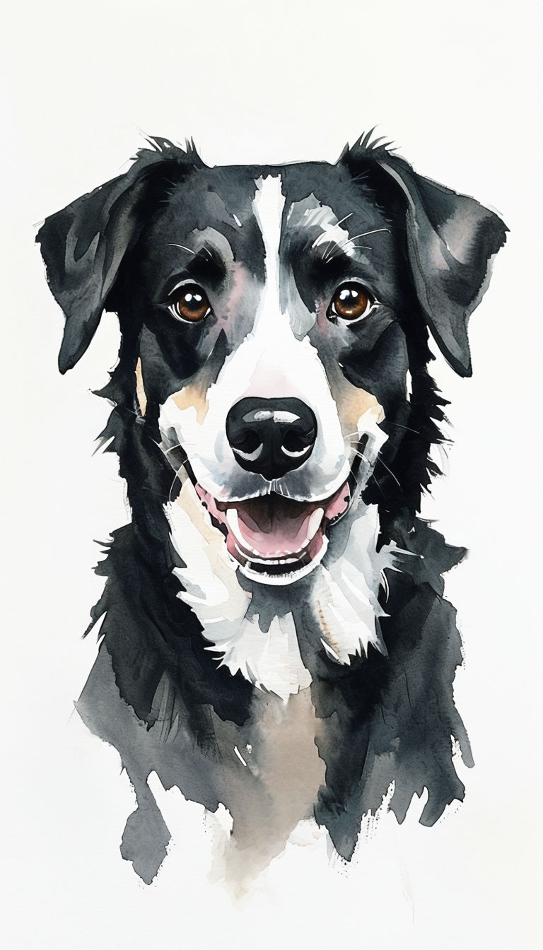 Watercolor Dog Portrait with Floppy Ears Mobile Wallpaper