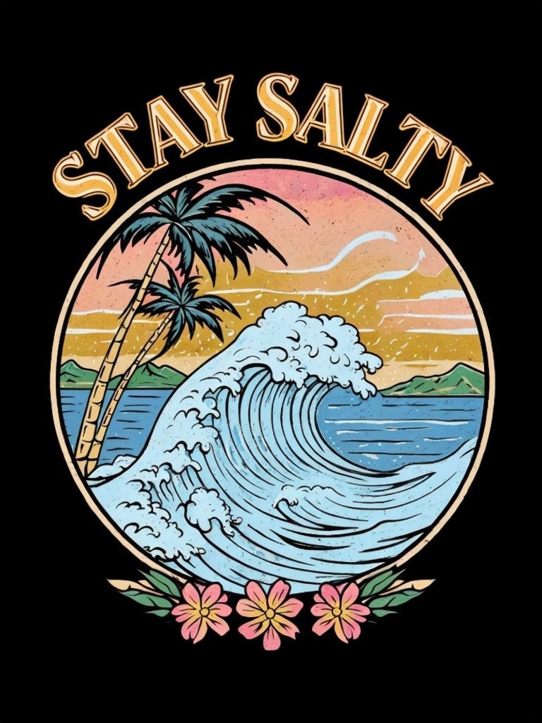Vintage Stay Salty Tropical Wave Retro T-Shirt