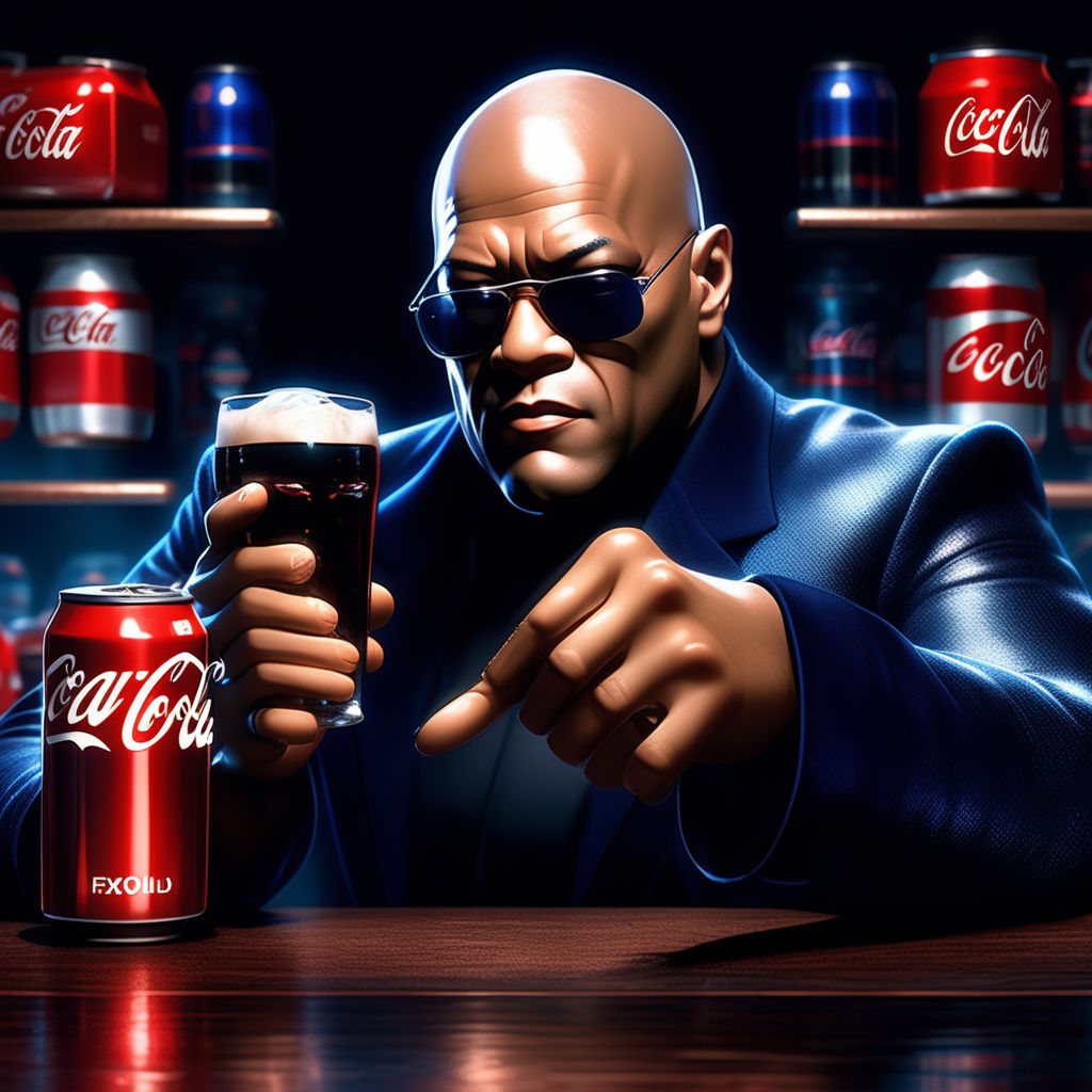 Morpheus presenting a choice of two drinks resting on his ha... by ...