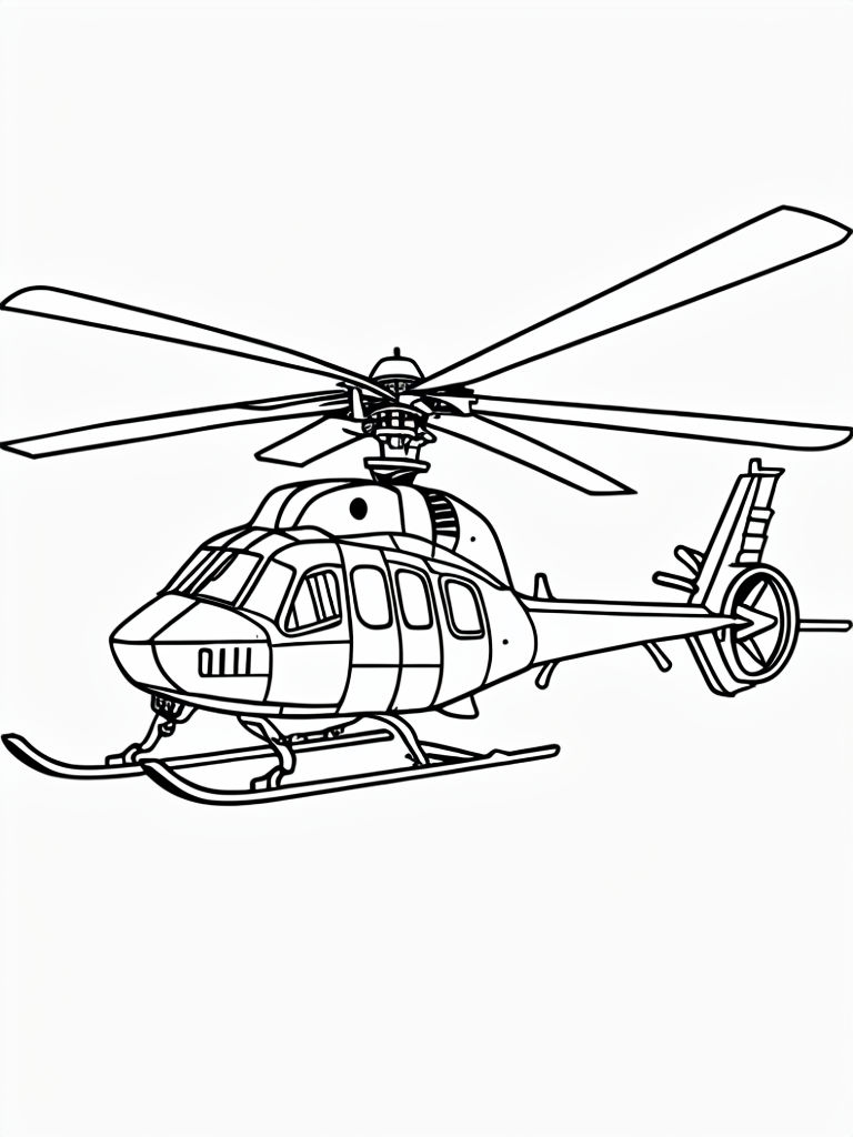 Helicopter Line Art Illustration for Kids Coloring Fun Coloring Book Pages