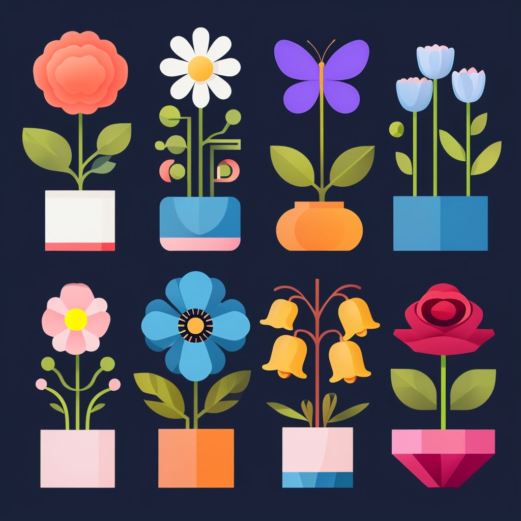 Vibrant Stylized Plant Arrangement Seamless Pattern Design