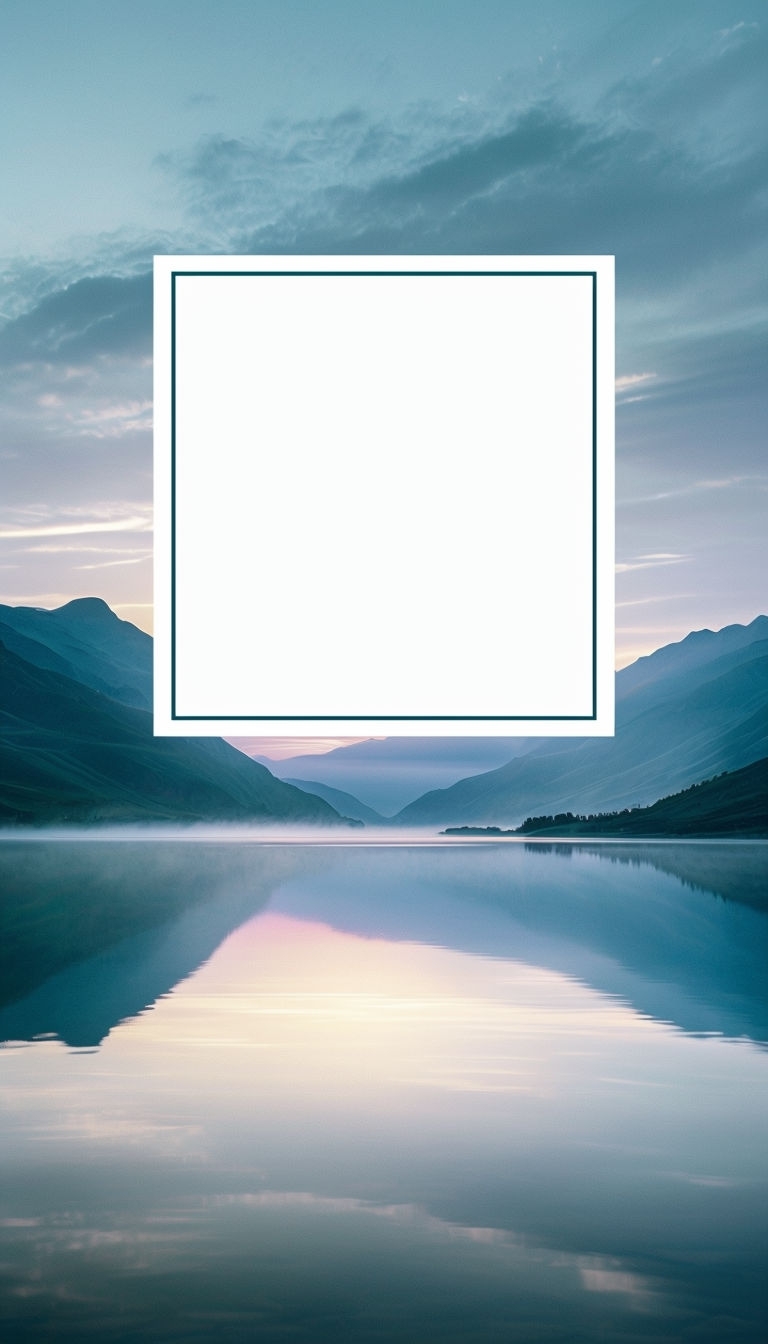 Tranquil Mountain Lake Sunrise with Customizable Space Social Media Post