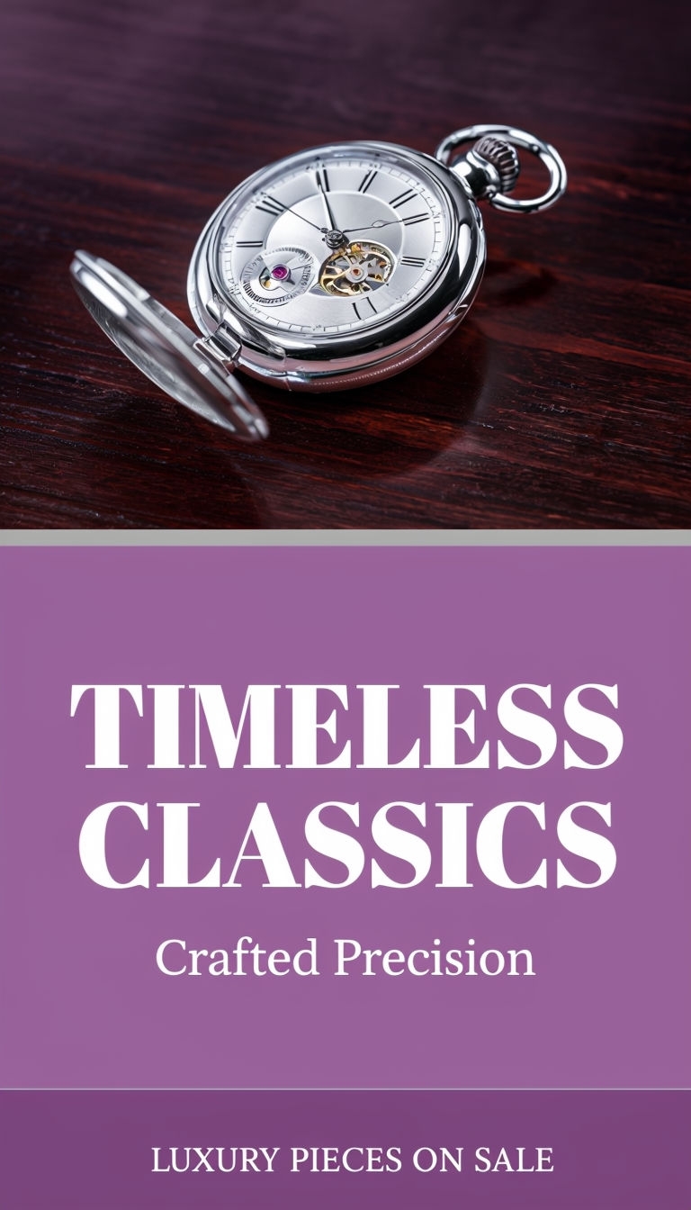 Timeless Classics Luxury Pocket Watch Advertisement Design Ads