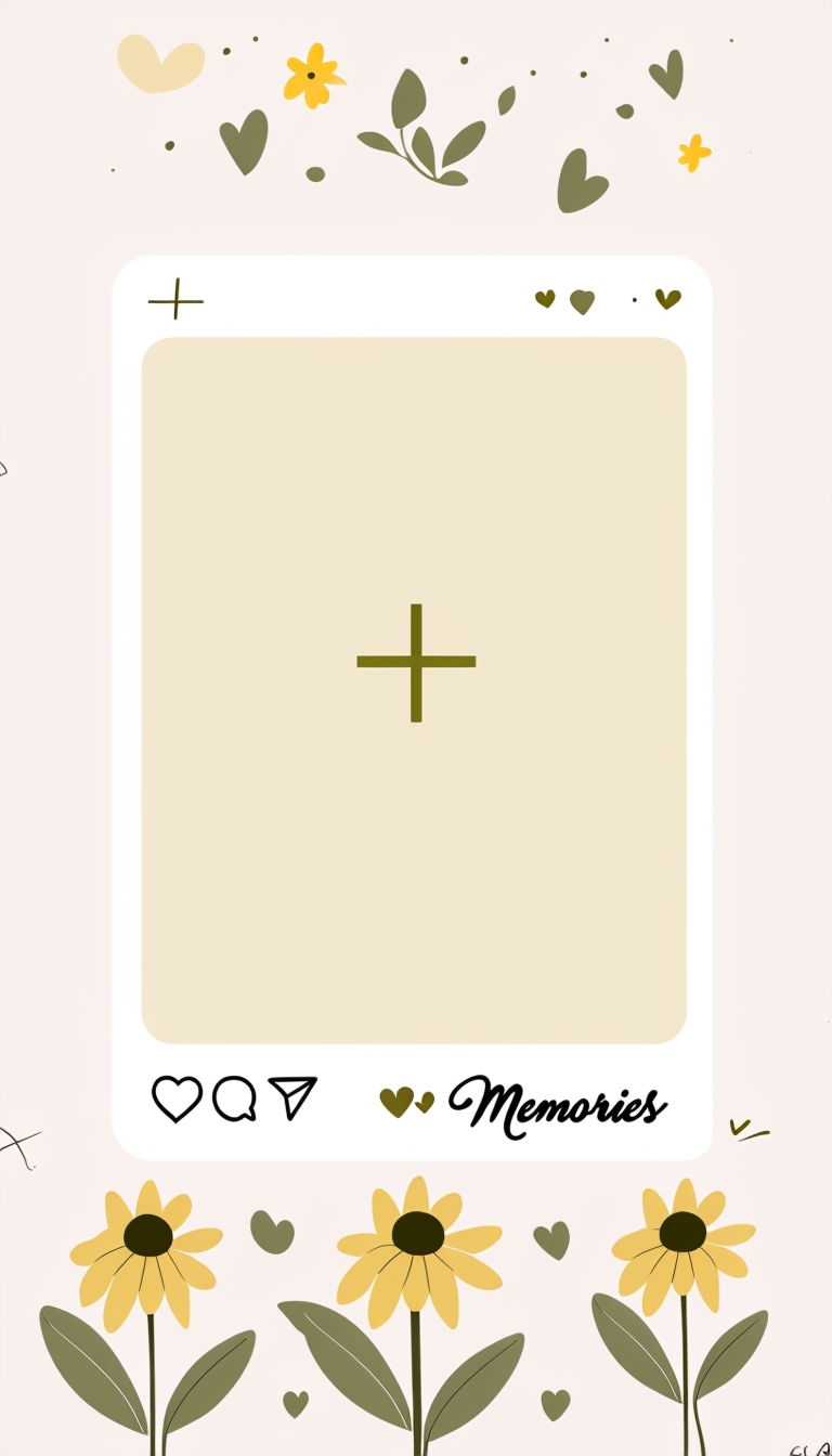Minimalist Memories Illustration with Flowers and Green Elements Social Media Post