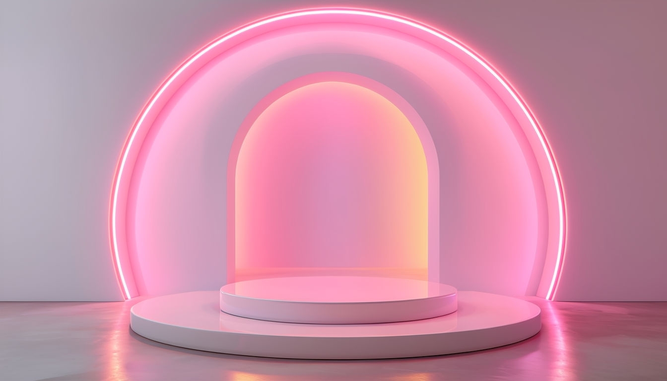 Minimalist Pink Neon Archway Architectural Virtual Background