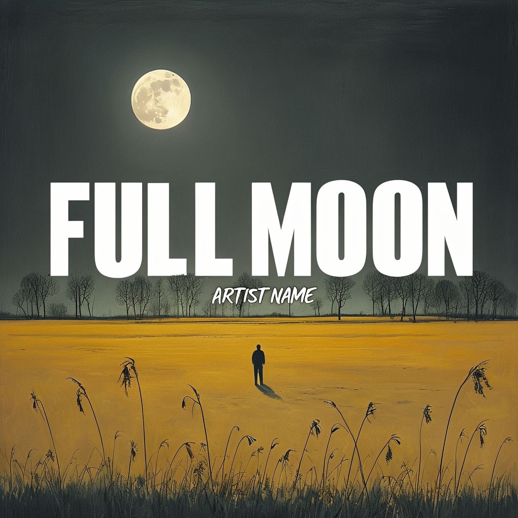 Serene Nighttime Landscape with Full Moon Artwork for Spotify Album Cover