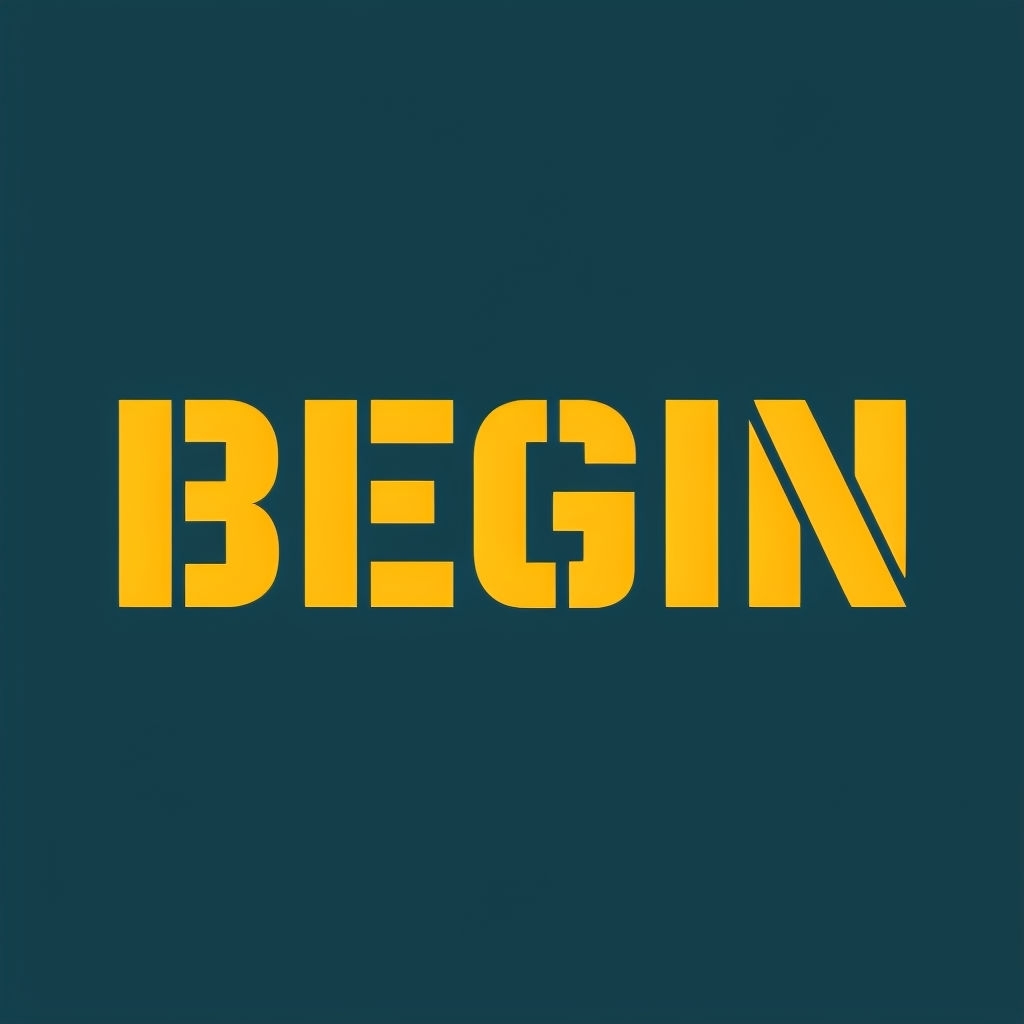 Bold Amber 'BEGIN' Motivational Graphic T-Shirt
