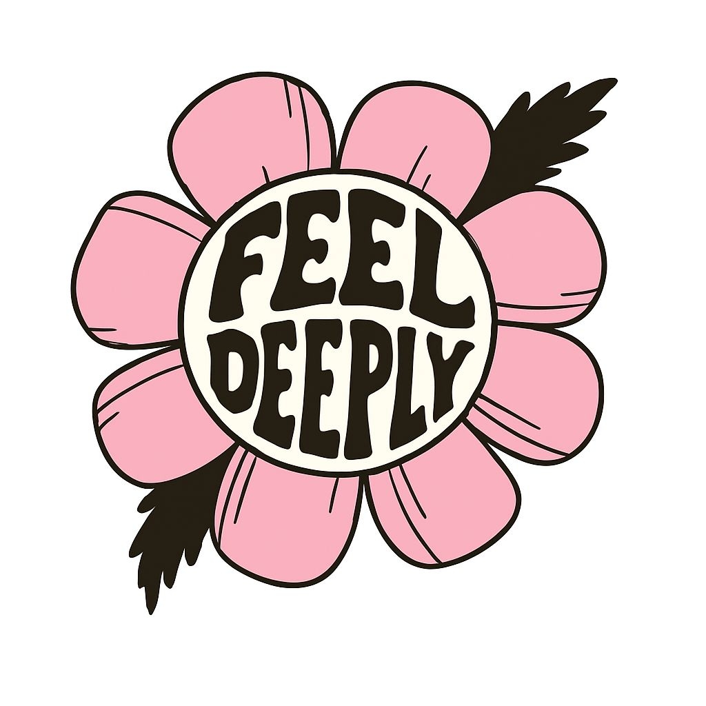 Playful Pink Flower with Feel Deeply Text Sticker