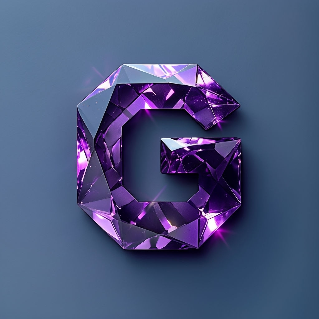 Dazzling Amethyst Crystal Monogram G Logo Design