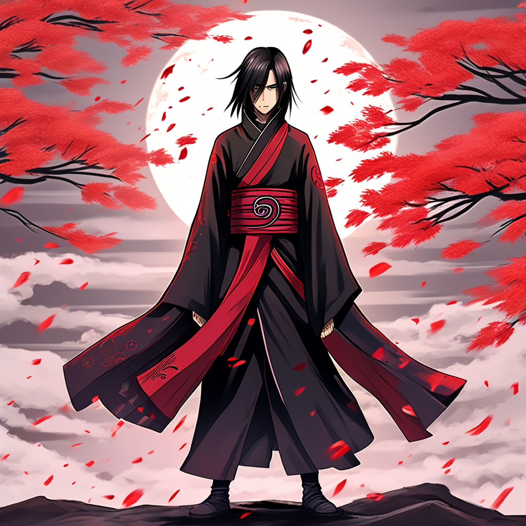 Itachi uchiha from naruto anime Balck and red colour image w... by Samarjit Ghosh - Playground