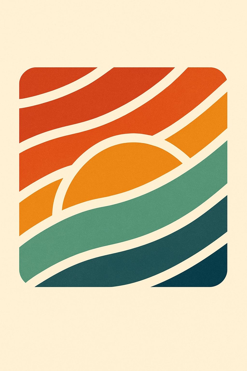 Retro Sunset Abstract Landscape Illustration T-Shirt
