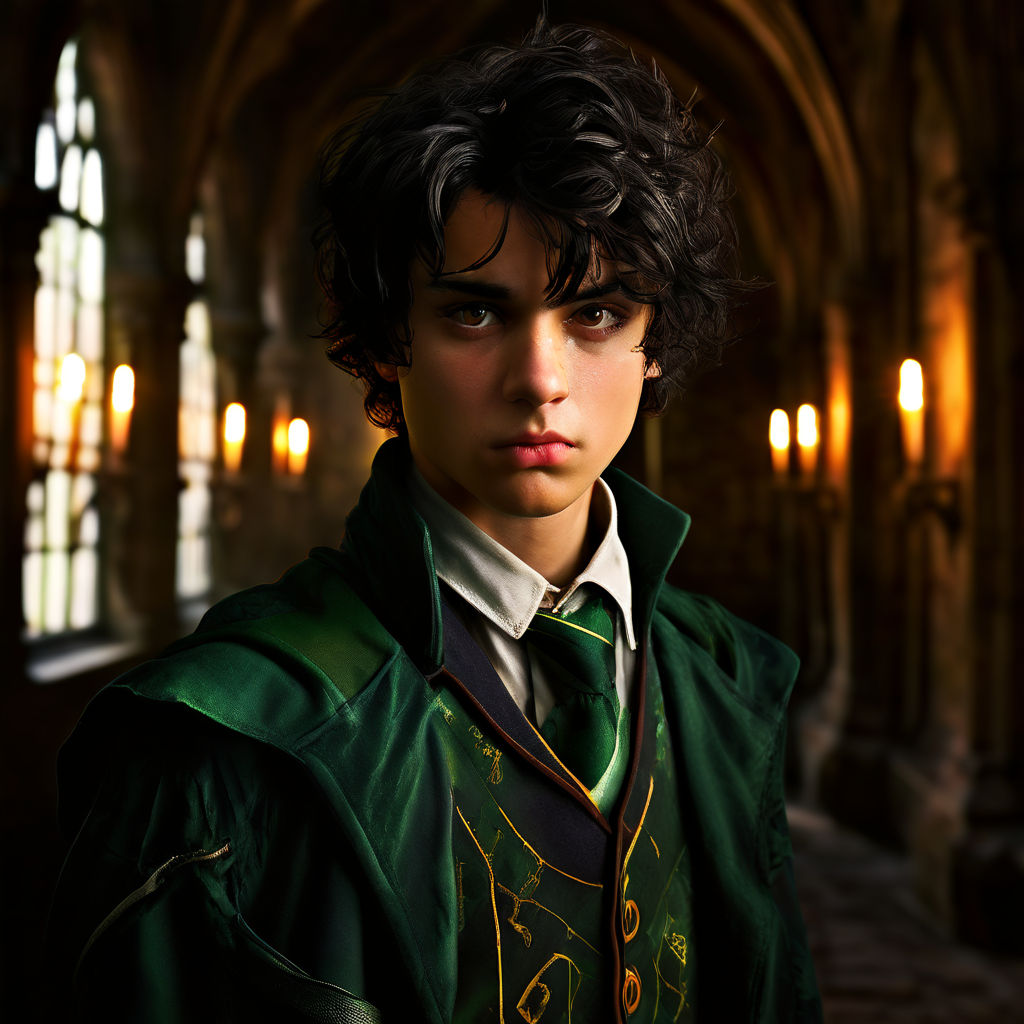 <b>Slytherin</b> student radiates anger, short black hair, Quidditch uniform attir...